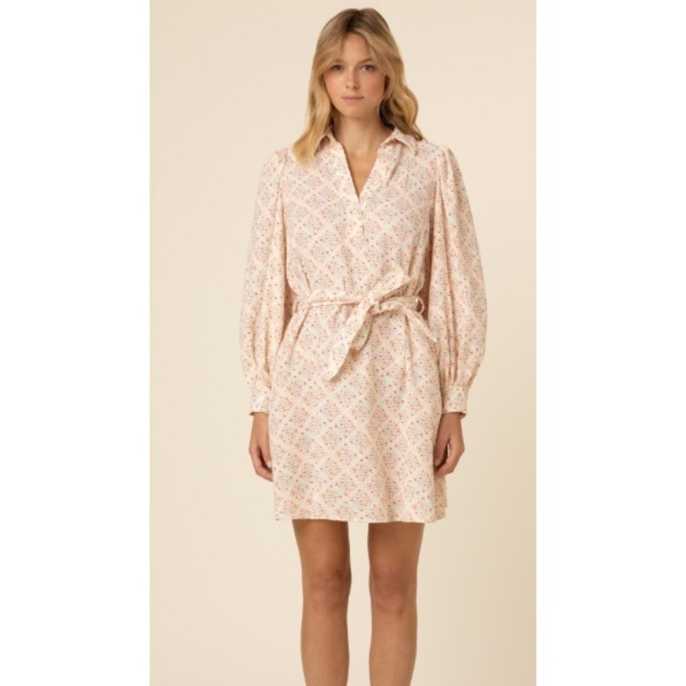 Anthropologie FRNCH Romanne Shirt Dress Tasselli Cotton Gauze Belted White XS